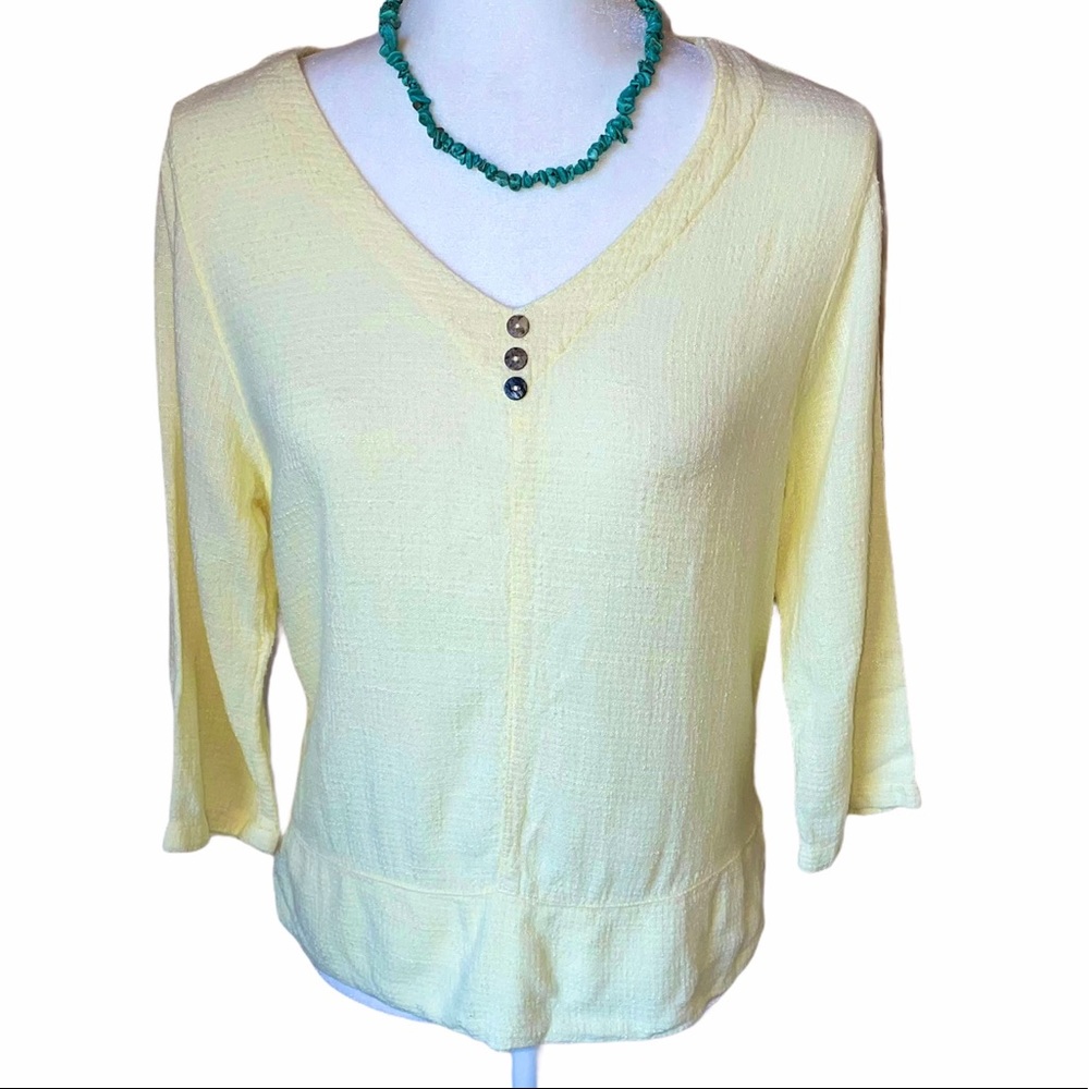 CMC Summer Yellow Linen/Rayon Peplum Top Size:SM